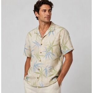 Tommy Bahama Silk Button Down Shirt Men's Small Bamboo Print Beach Vacation Top